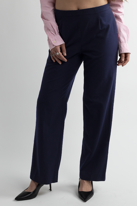 Navy Blue Straight Leg Trousers