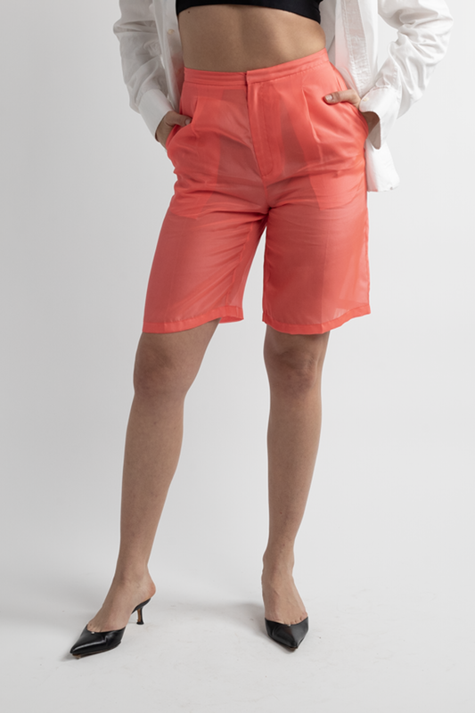 Sally LaPointe Neon High Waisted Long Shorts