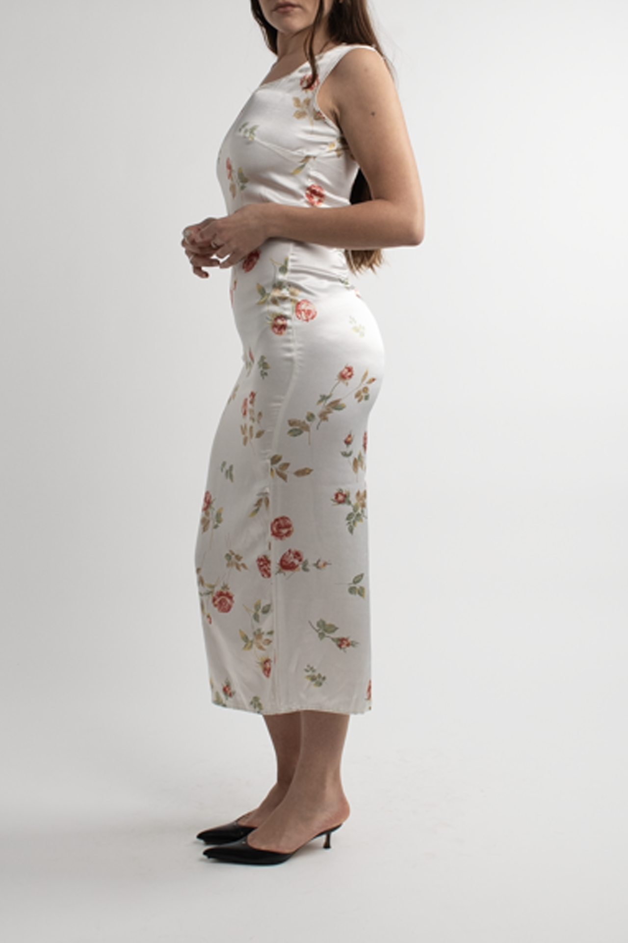 Vintage Satin Floral Maxi Dress