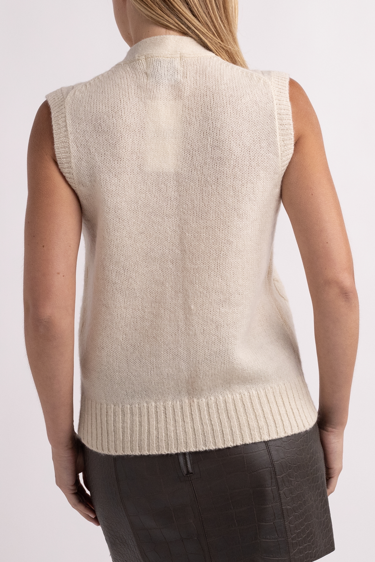 Vintage White Cable Knit Vest