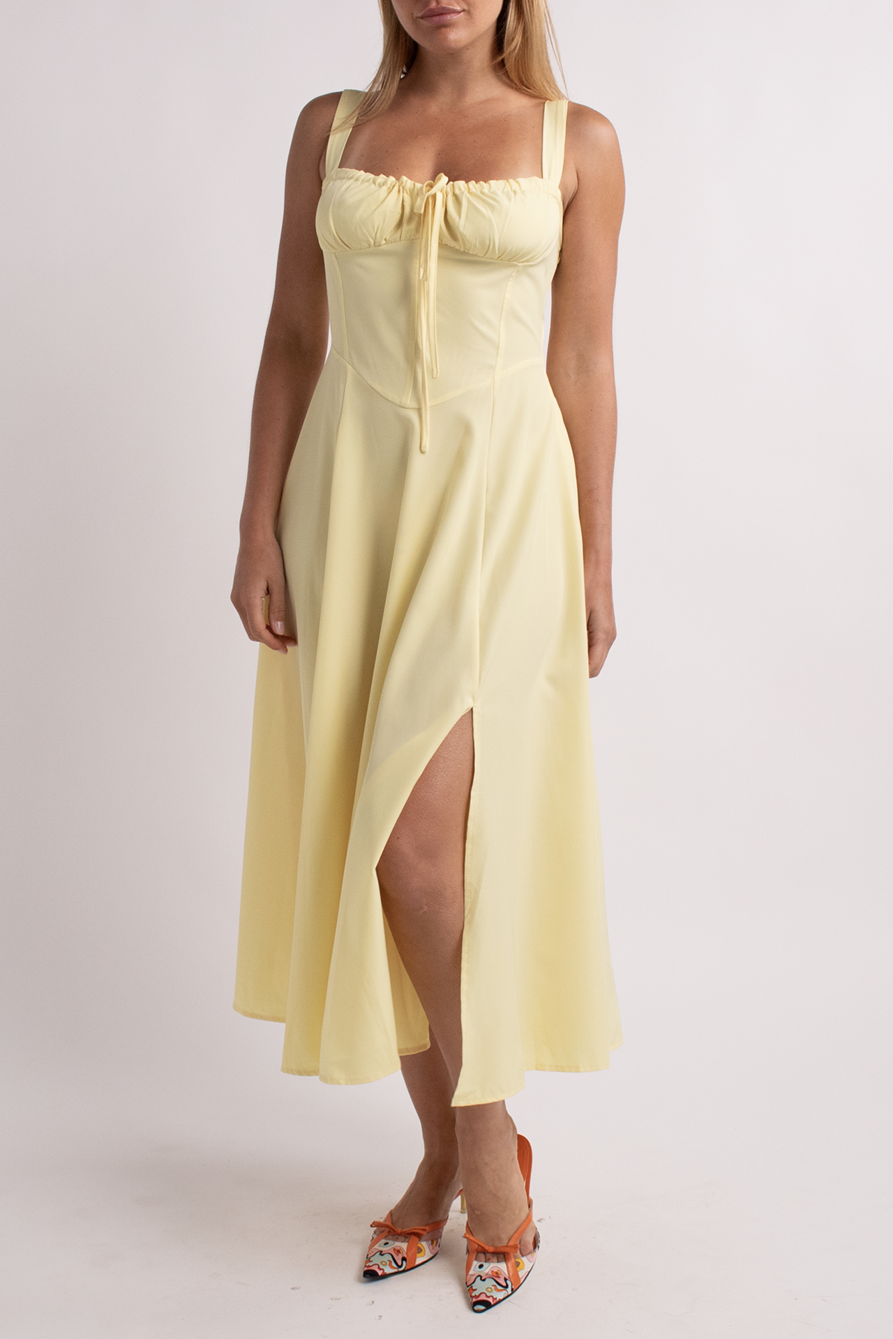 Yellow A-Line Midi Dress