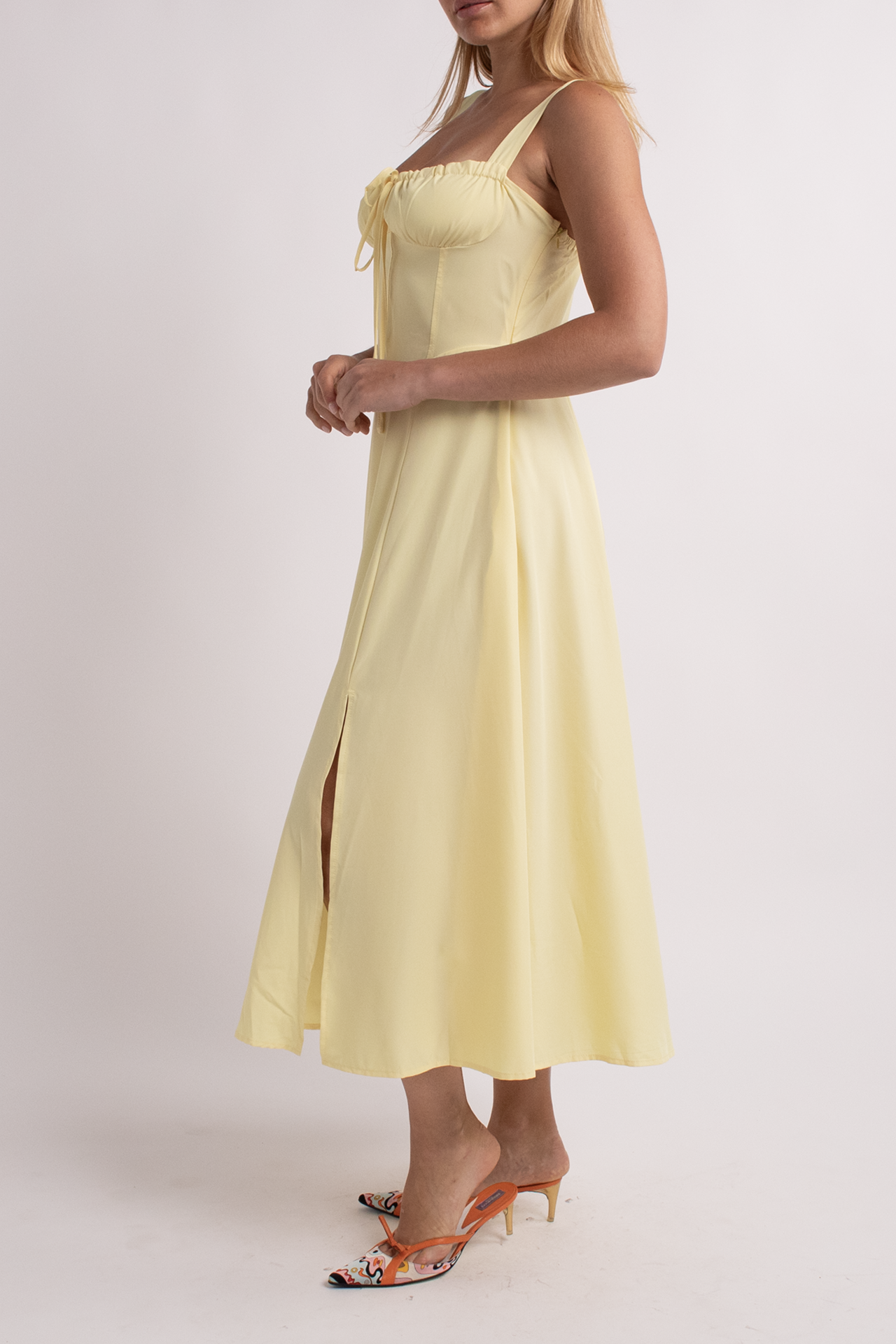 Yellow A-Line Midi Dress