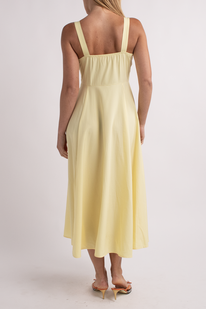 Yellow A-Line Midi Dress