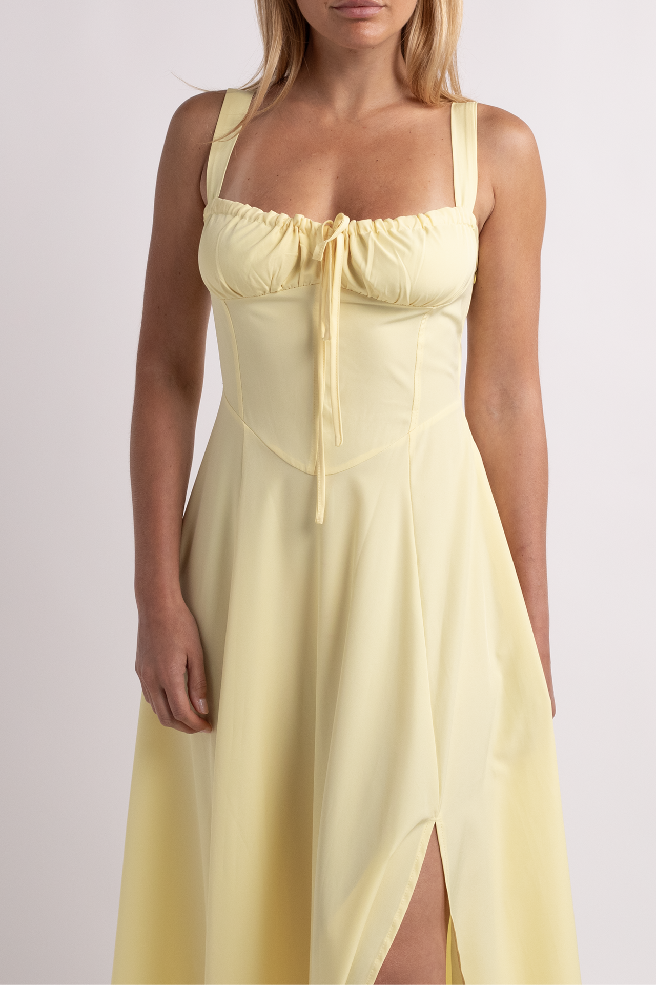 Yellow A-Line Midi Dress