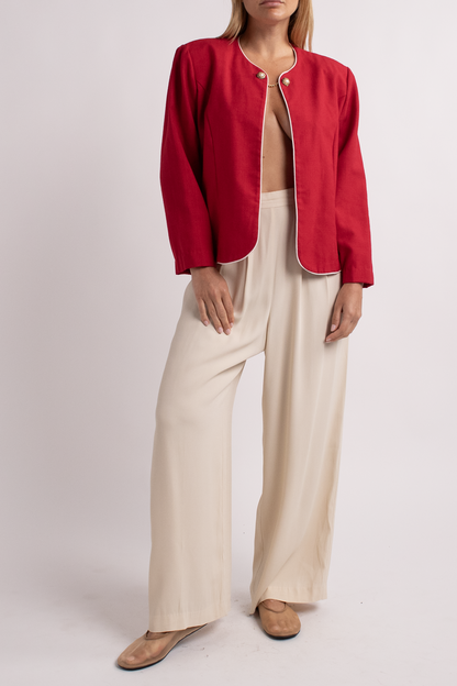 Vintage Red Blazer with White Trim