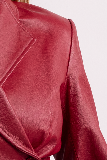 Vintage Red 100% Leather Blazer