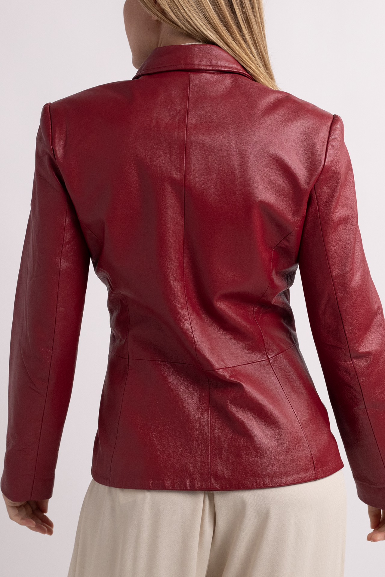 Vintage Red 100% Leather Blazer