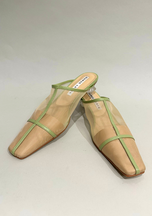 Danse Lente Green & Sheer Slide Mules