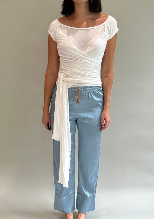 Danielle Frankel Crinkled Charmeuse Pants