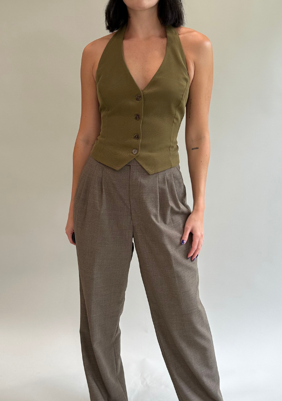 Olive Green Halter Vest Top