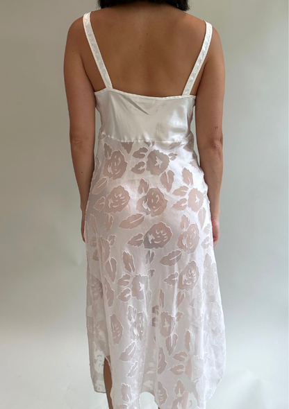 Vintage White Sheer Slip Dress With Silk Bust