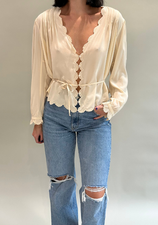 Cream Colored Long Sleeve Top