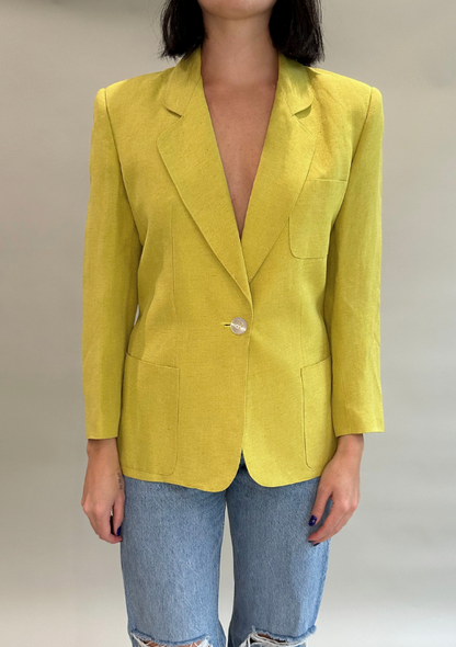 Vintage Lime Green Linen Blazer