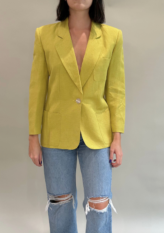 Vintage Lime Green Linen Blazer