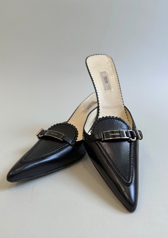 Vintage Prada Point Toe Mules with Buckle – The Archive Project Vintage Prada Point Toe Mules with Buckle – The Archive Project