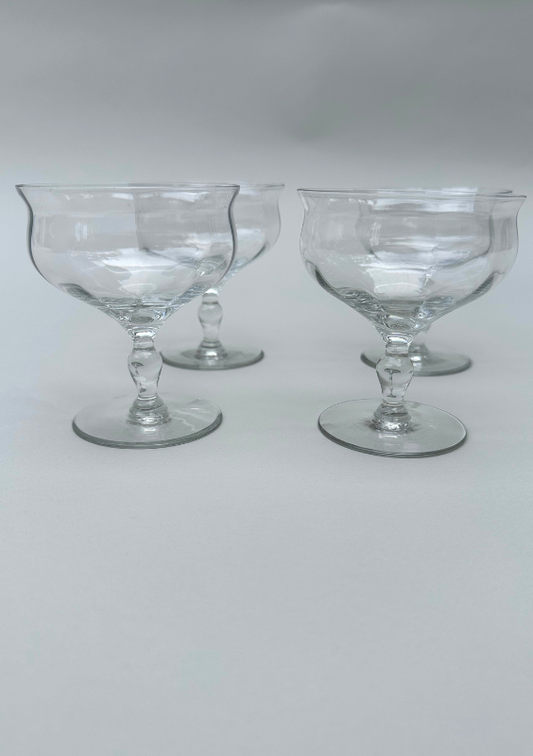 Vintage Cocktail Coupe Glassware Set of 4