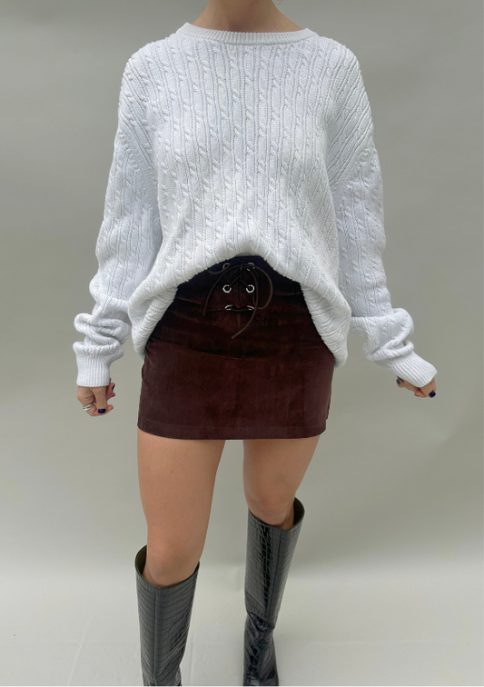 Vintage White Cable Knit Sweater