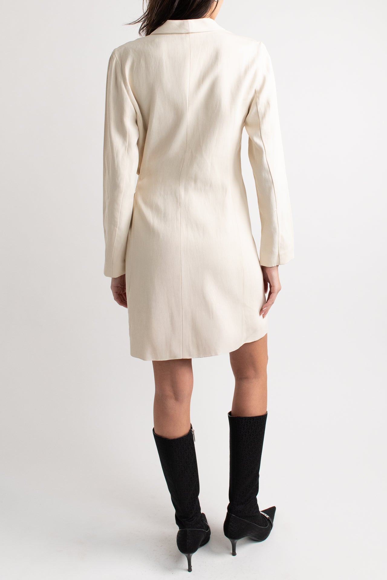 cream wrap dress Massimo Dutti Cream Collared Wrap Dress – The Archive Project