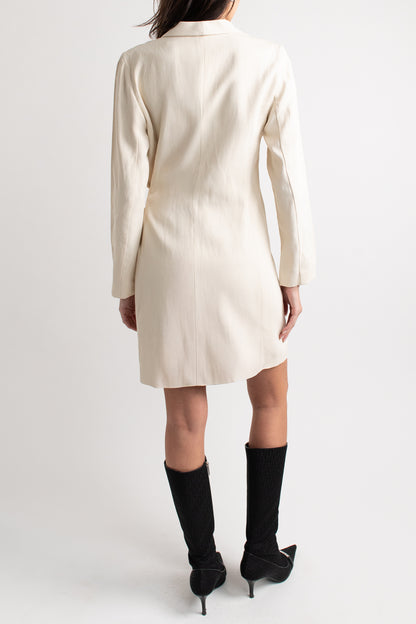 Massimo Dutti Cream Collared Wrap Dress