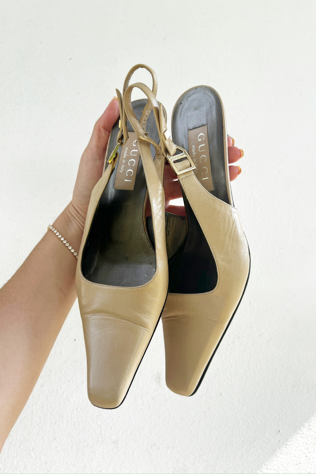 Vintage Gucci Beige Slingback Heels