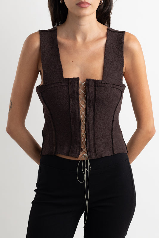 Brown Wool Handmade Corset Top