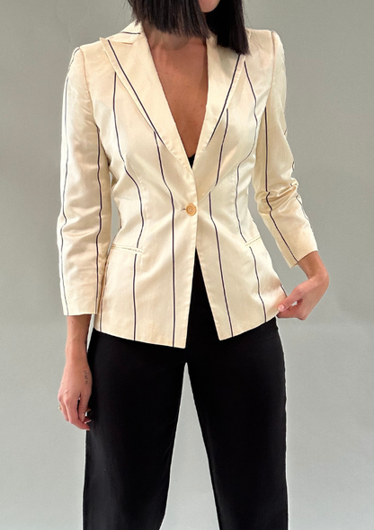 Vintage Giorgio Armani Cream Striped Blazer