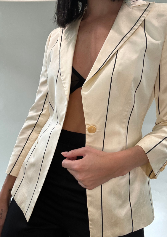 Vintage Giorgio Armani Cream Striped Blazer