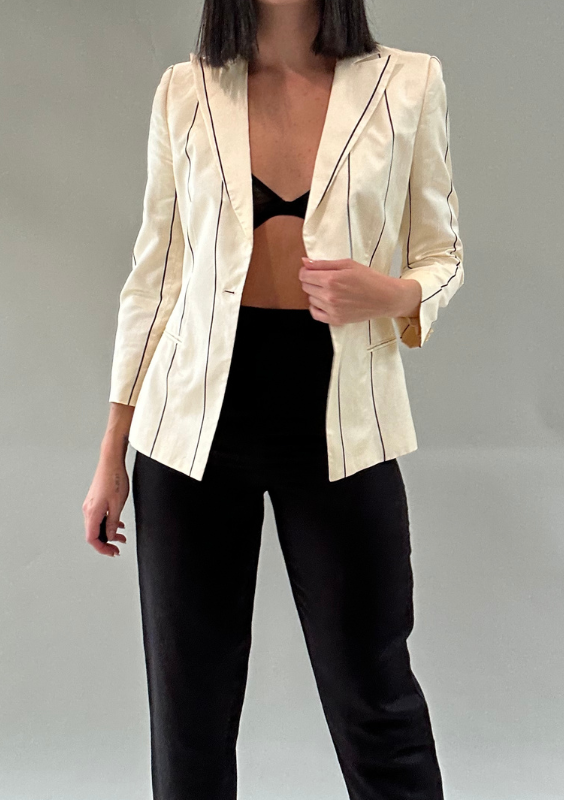 Vintage Giorgio Armani Cream Striped Blazer