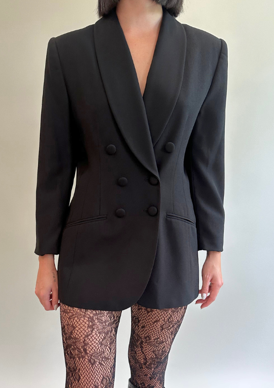 Vintage Black Oversized Tuxedo Blazer