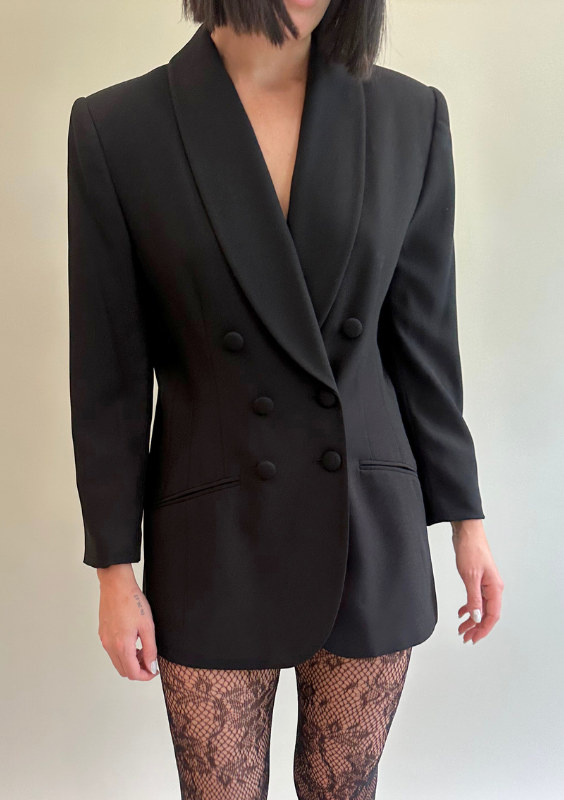 Vintage Black Oversized Tuxedo Blazer