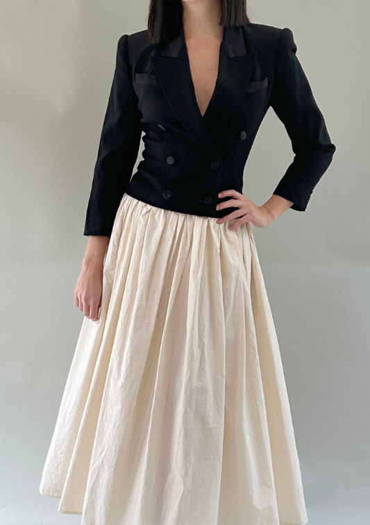 Vintage Structured Cropped Tuxedo Blazer