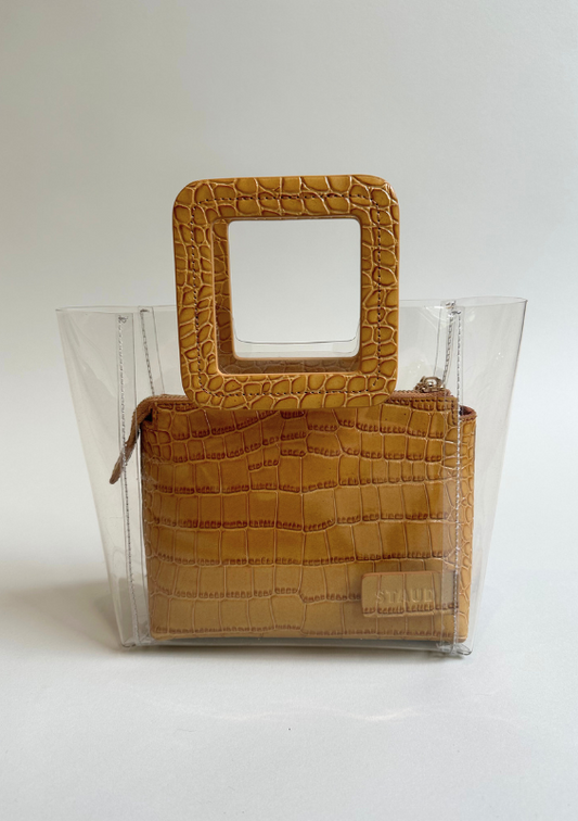 Staud Clear Crocodile Top Handle Bag