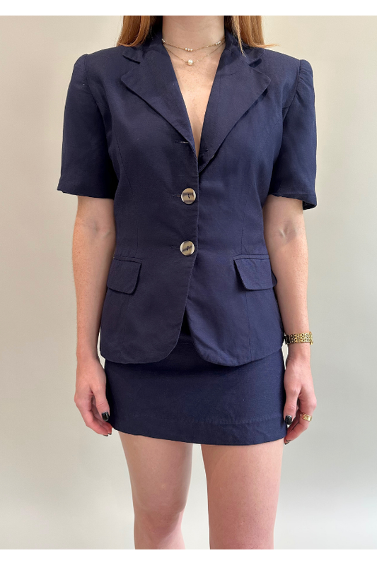 Vintage Navy Blue Skirt & Top Set