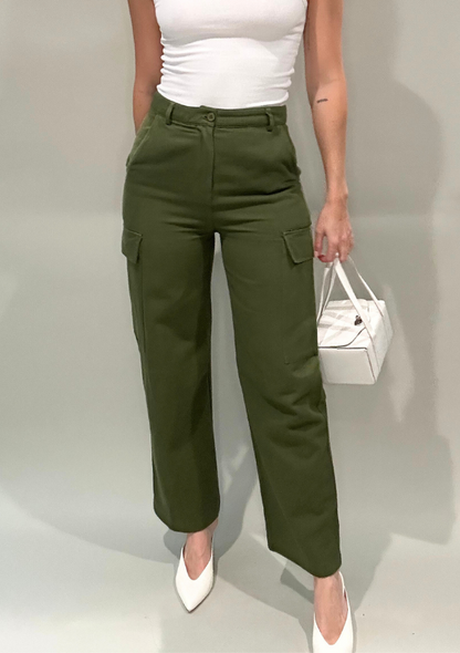 Olive Cargo Pants with Pockets