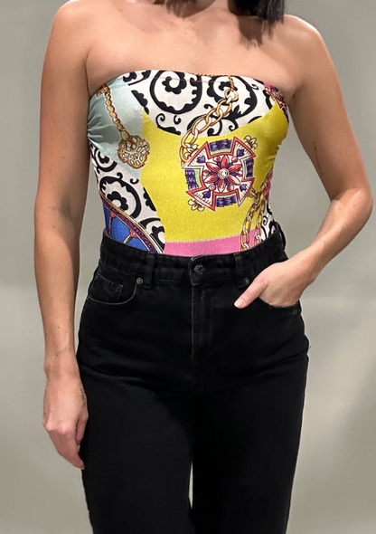 Vintage Baroque Tube Top Bodysuit