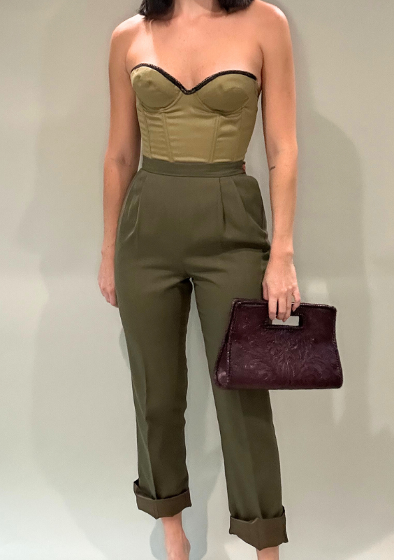 Vintage Olive Cuff Trousers