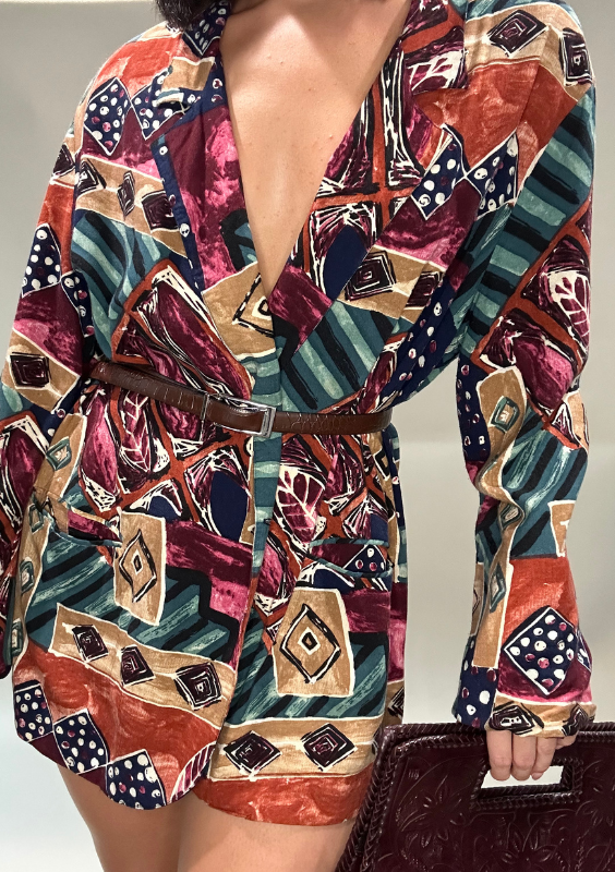 Vintage Retro Patterned Blazer Dress