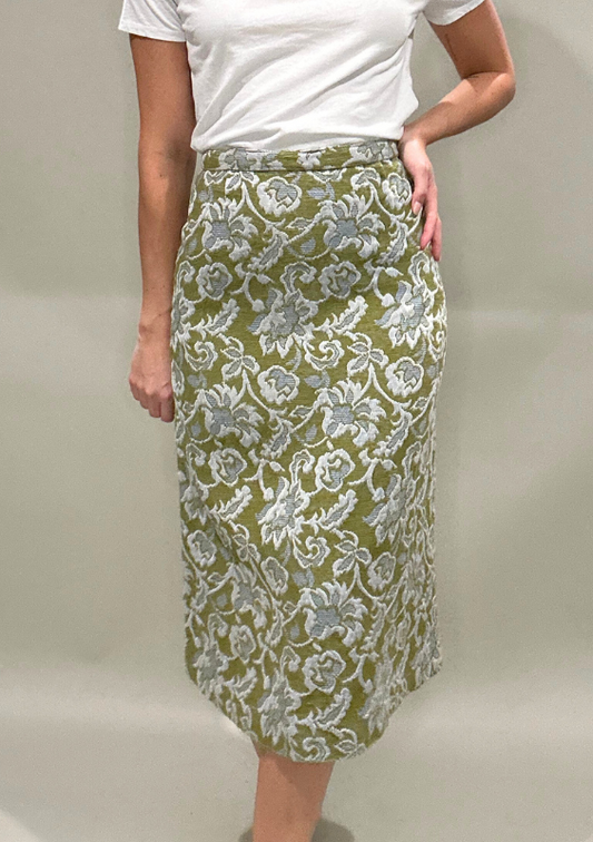 Vintage Floral Textured Midi Skirt