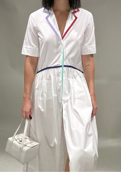 Rosie Assoulin White Collared Maxi Dress