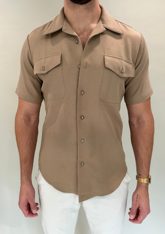 Vintage Creighton Taupe Short Sleeve Button Down