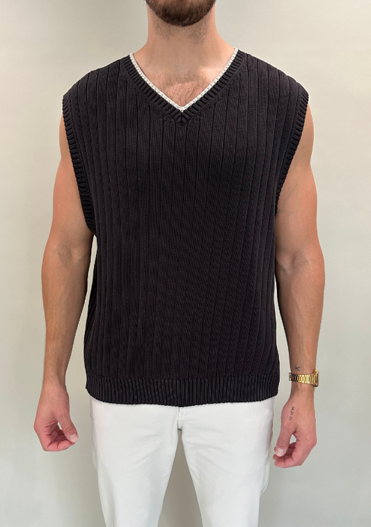 Vintage Club Room Black Knit Vest