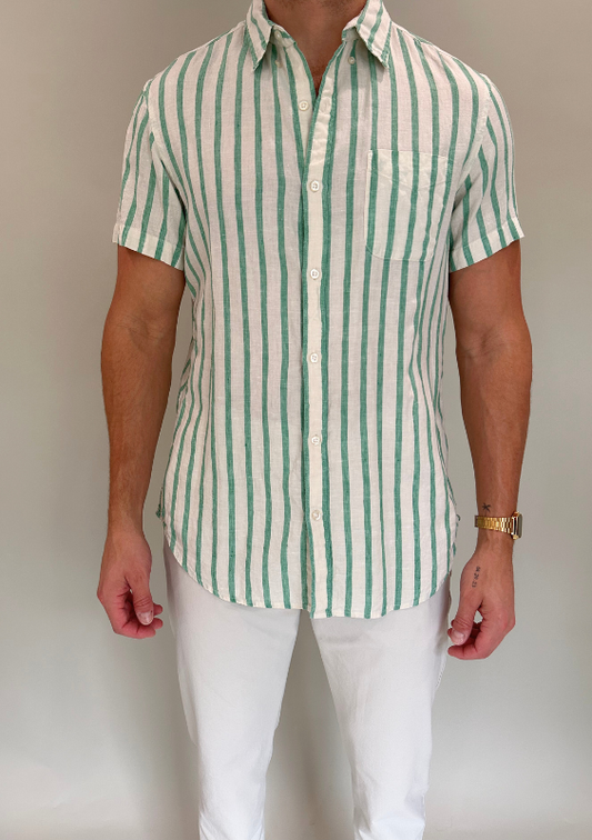 Striped Short Sleeve Button Down Shirt