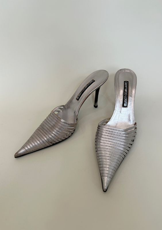 Vintage Gianmarco Lorenzi Silver Point Toe Heels