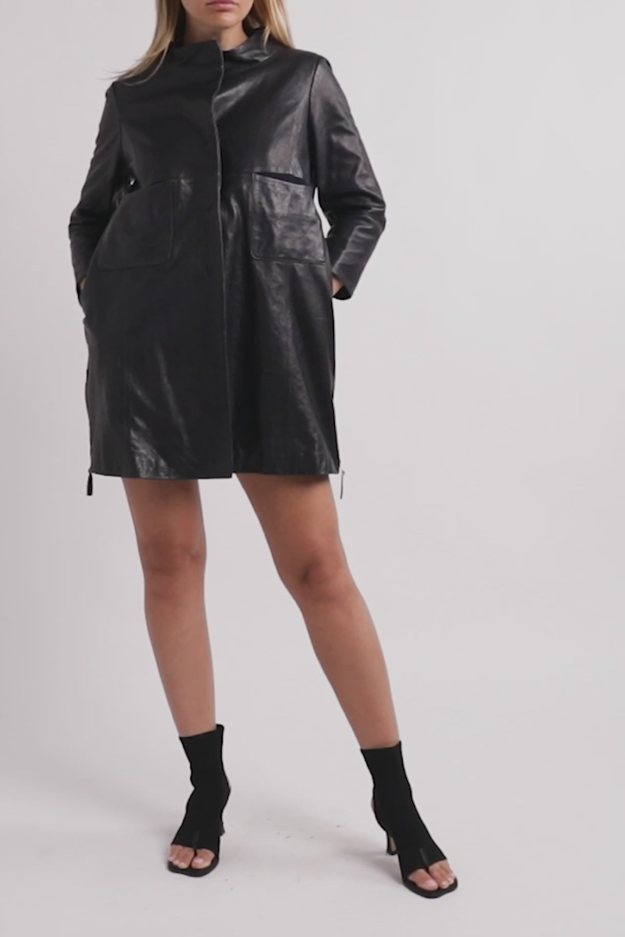 ジャケット・アウター Vintage genuine lether long coat archive Womens Leather Trench Coat Silver S-M? Long Lambskin Vintage