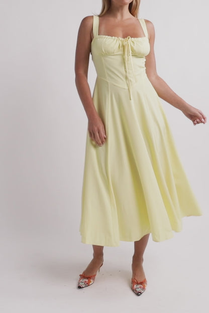 Yellow A-Line Midi Dress